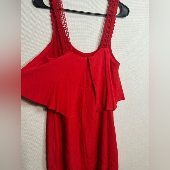 Anthropologie Maeve viscose blend cocktail casual red tiered dress - Picture 5 of 9